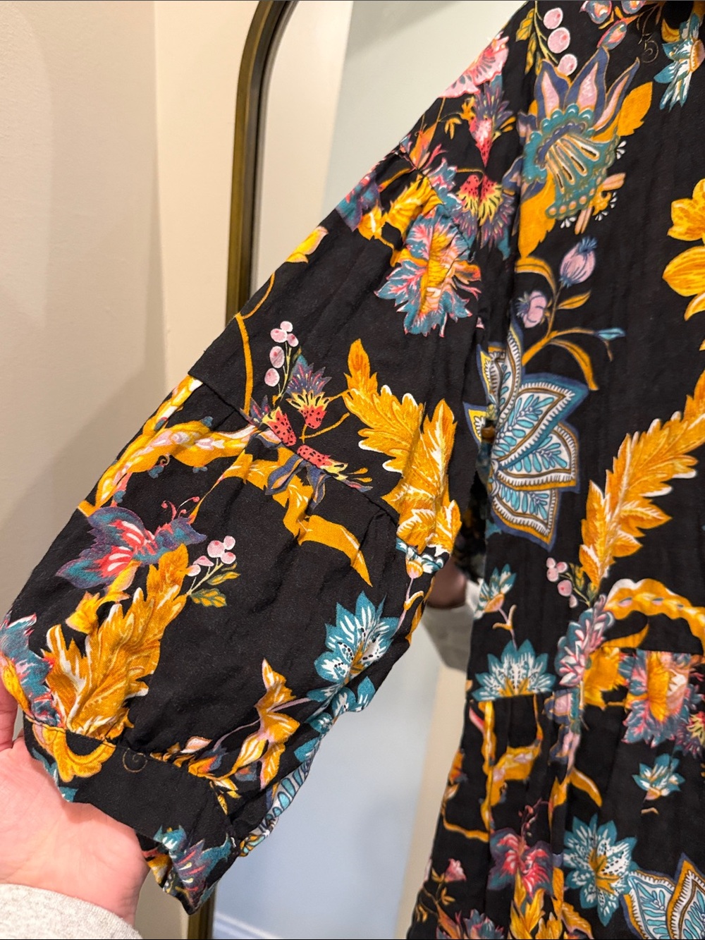 Anthropologie Carolita Black Floral Maxi Dress with Bold Botanical Print - Picture 4 of 8